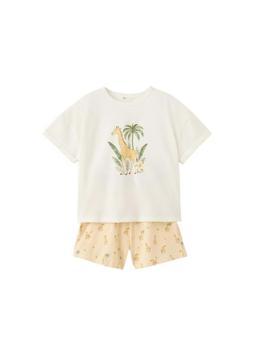 White Printed Short Pyjamas, Kids Girl, 0201_02, large image number 3