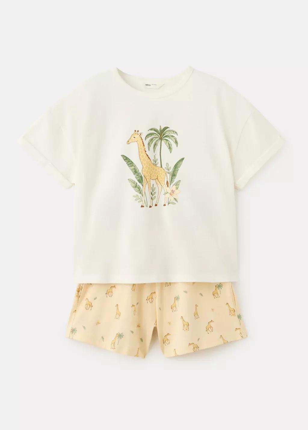 White Printed Short Pyjamas, Kids Girl, 0201_02, large image number 4