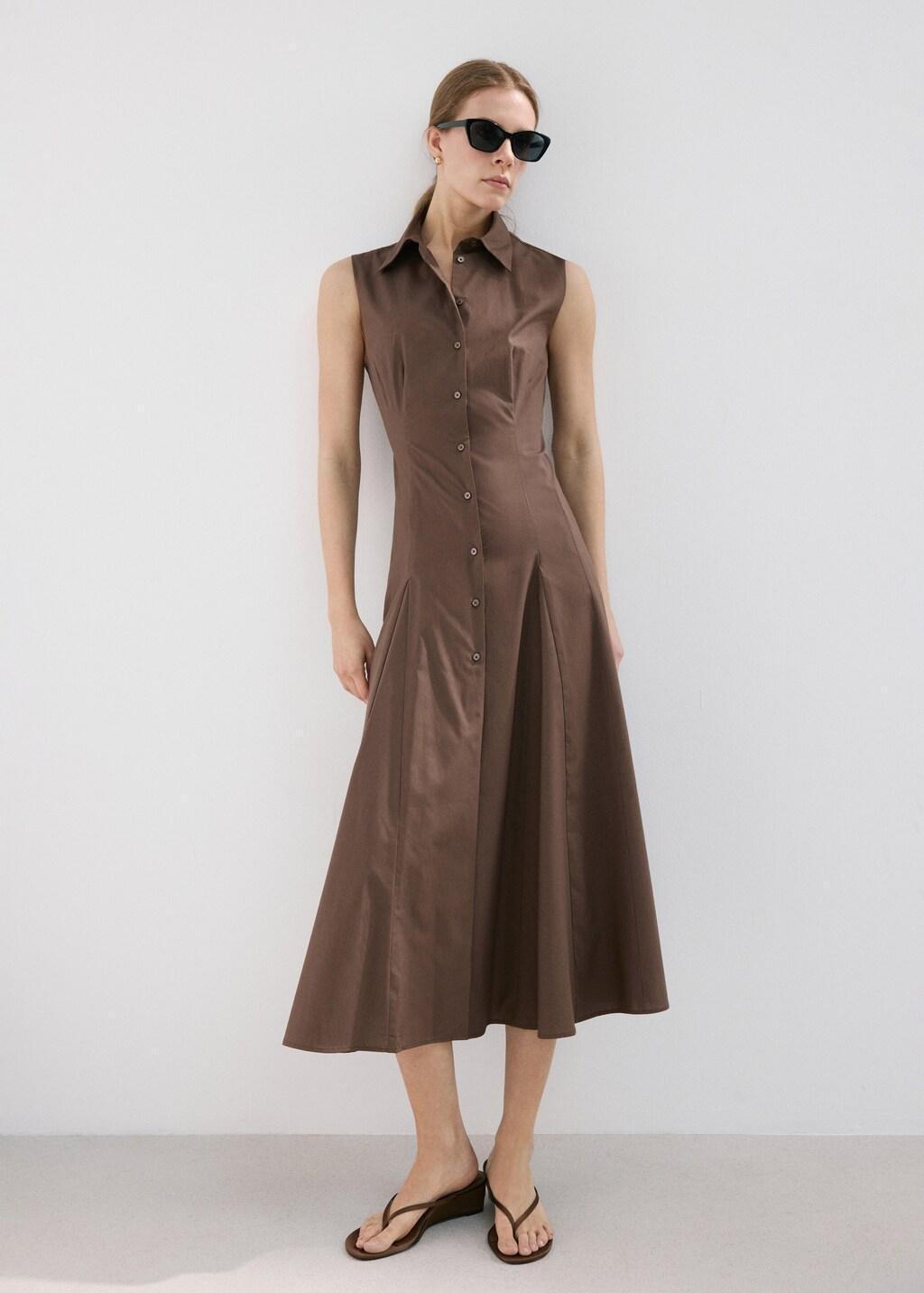 Brown Lyocell Shirt Dress, 0201_30, large image number 0