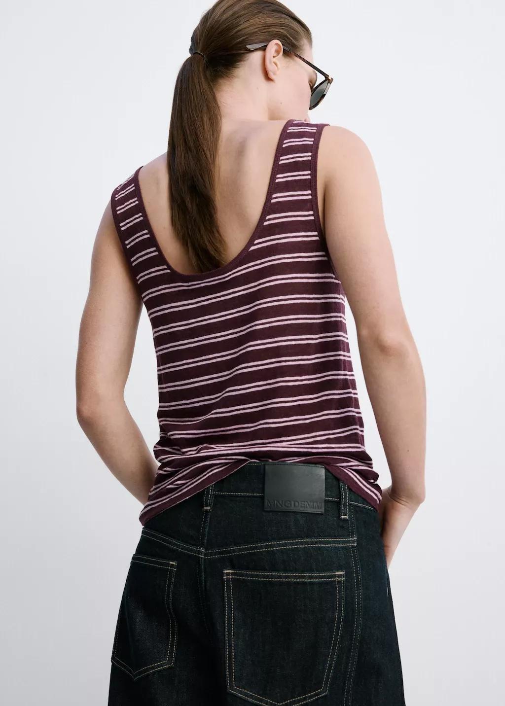 Red Linen Top With Round Neckline, 0201_76, large image number 2