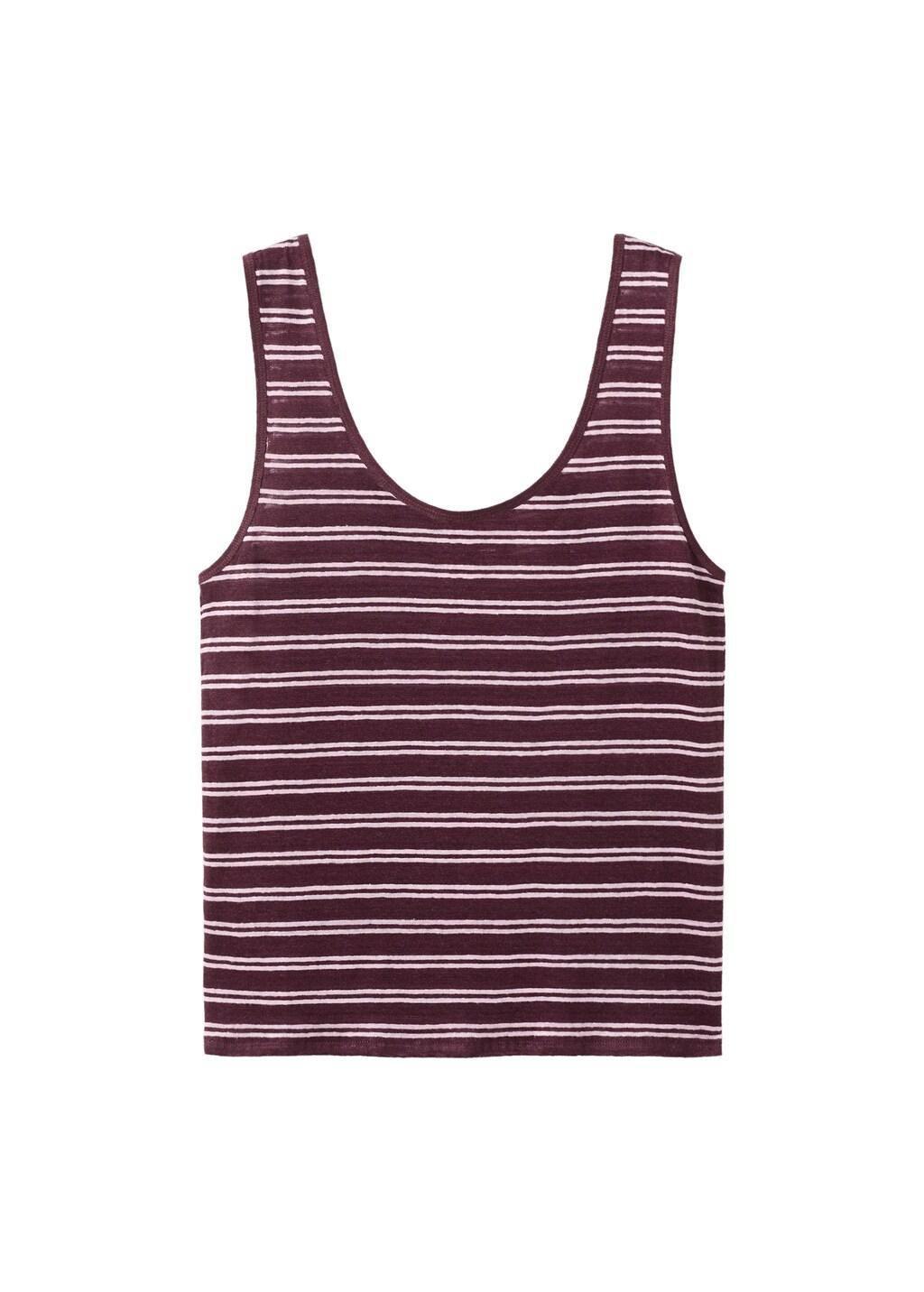 Red Linen Top With Round Neckline, 0201_76, large image number 6