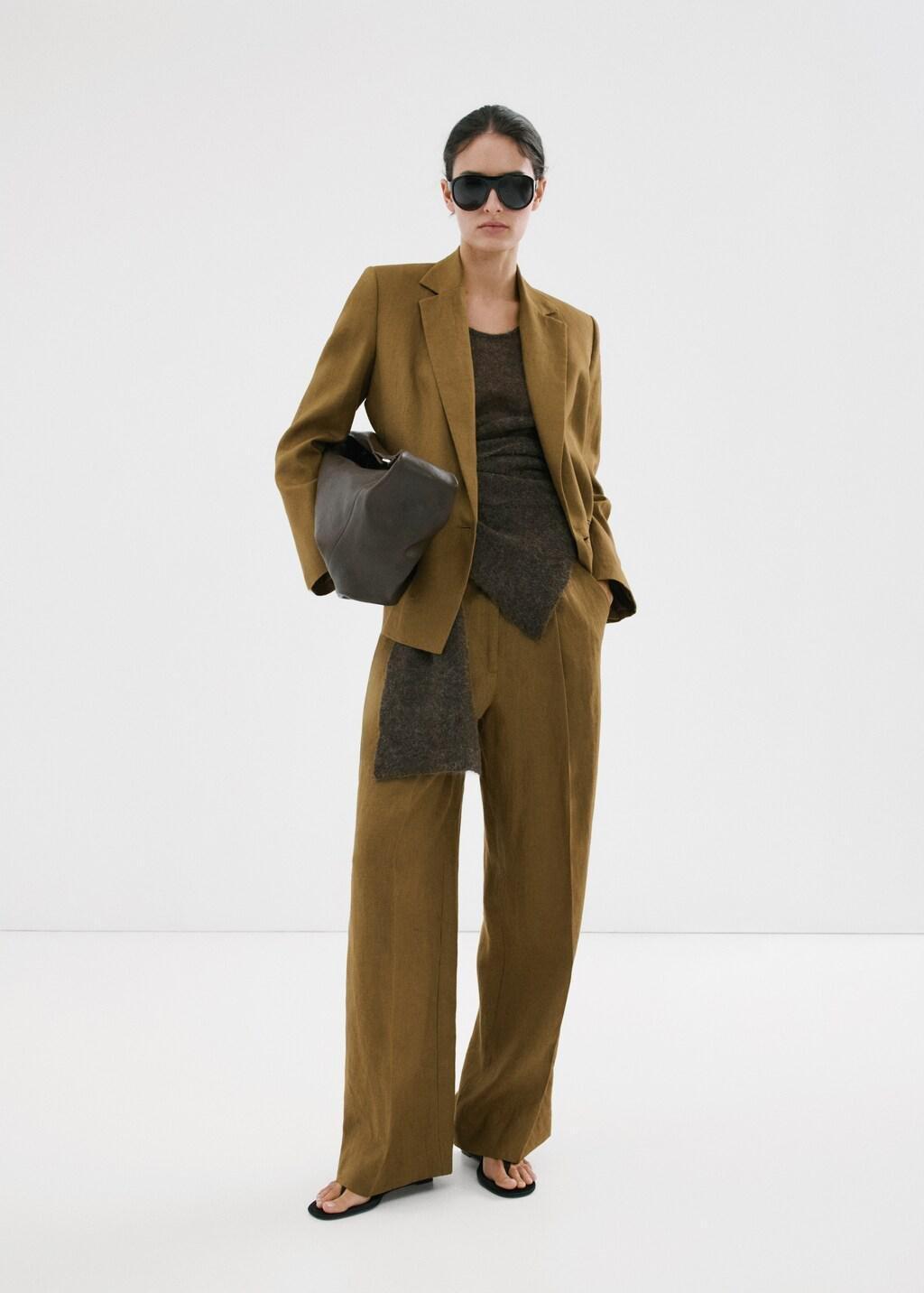 Green Linen Suit Jacket, Dark Green, large image number 0