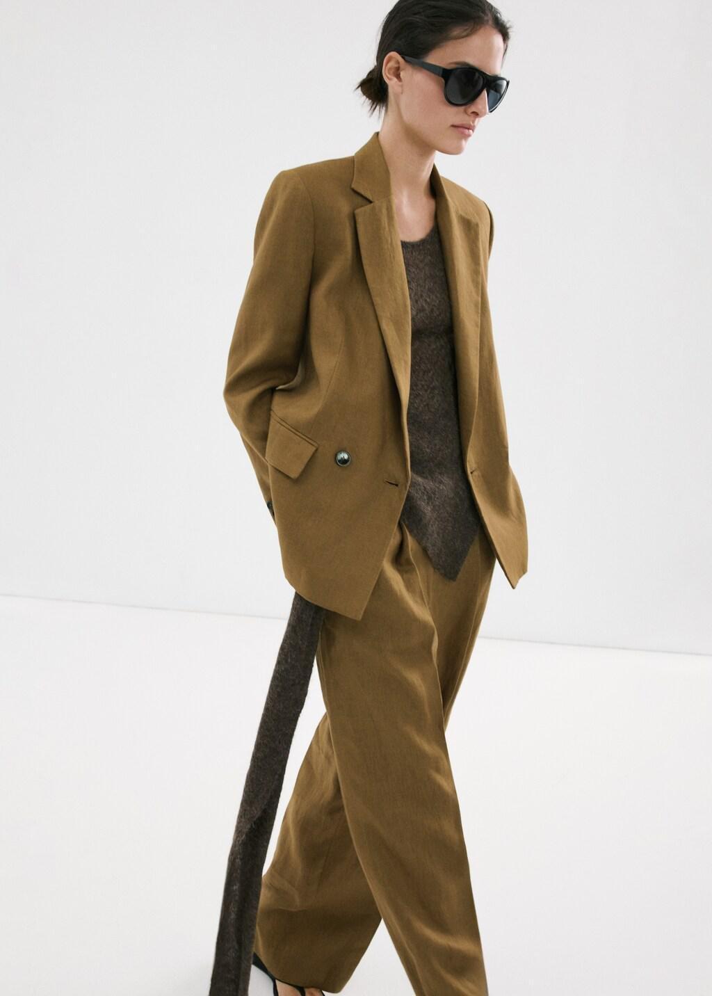 Green Linen Suit Jacket, Dark Green, large image number 3