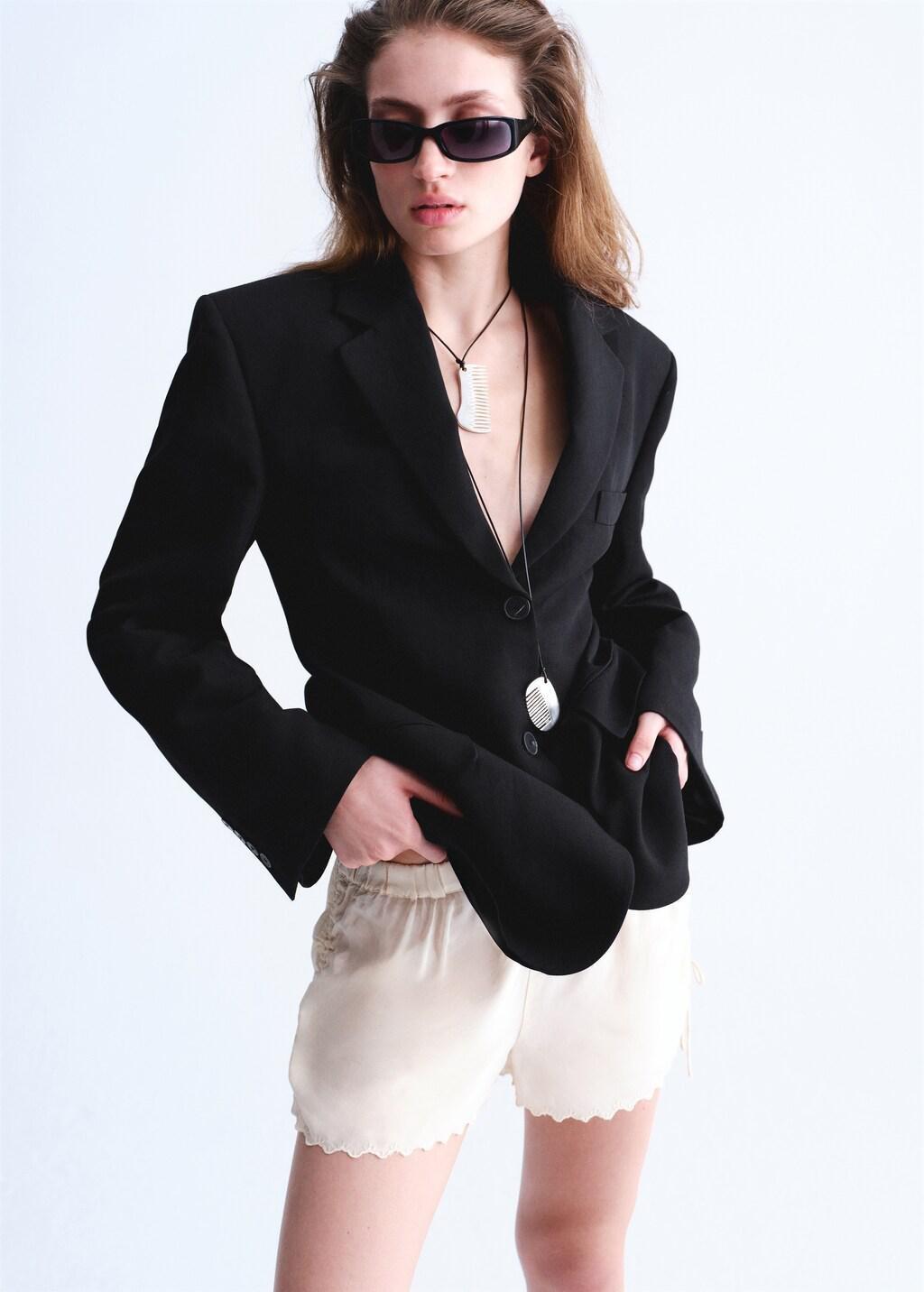 Beige Ruched Semi-Transparent Shorts, Light Beige, large image number 3