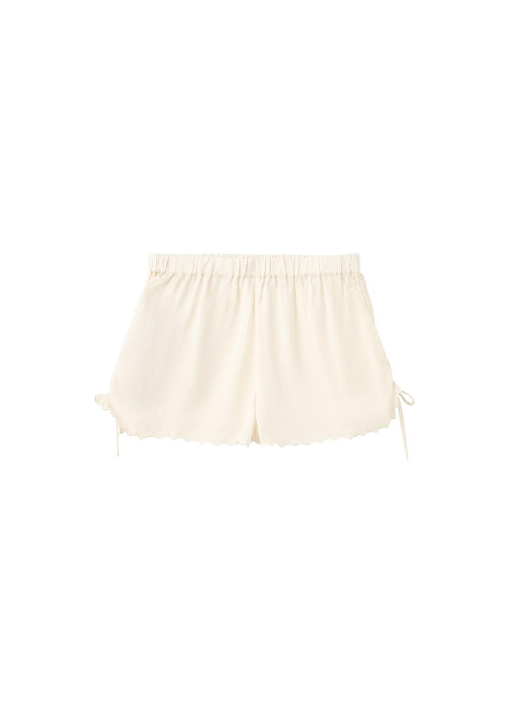 Beige Ruched Semi-Transparent Shorts, Light Beige, large image number 6