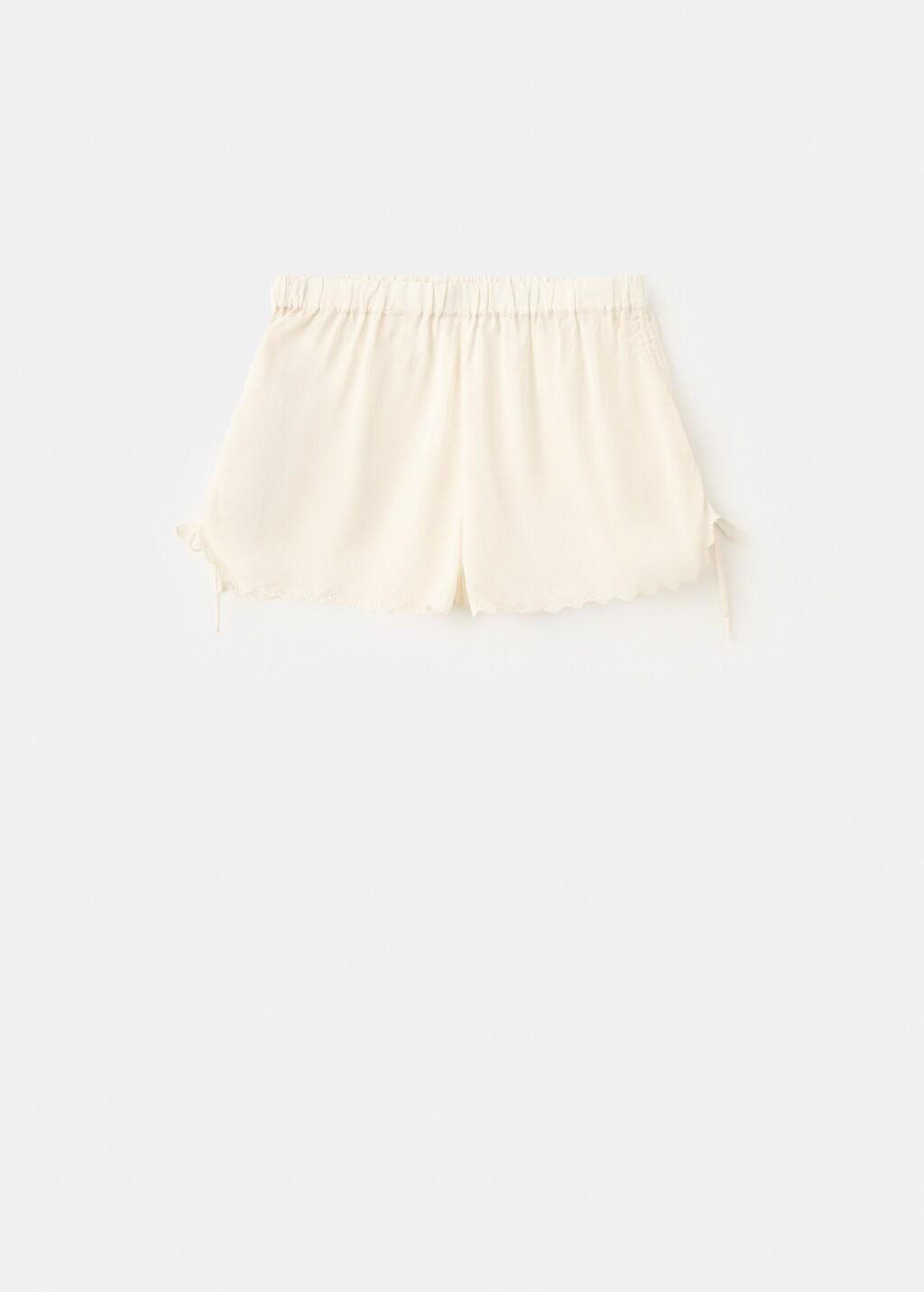 Beige Ruched Semi-Transparent Shorts, Light Beige, large image number 7