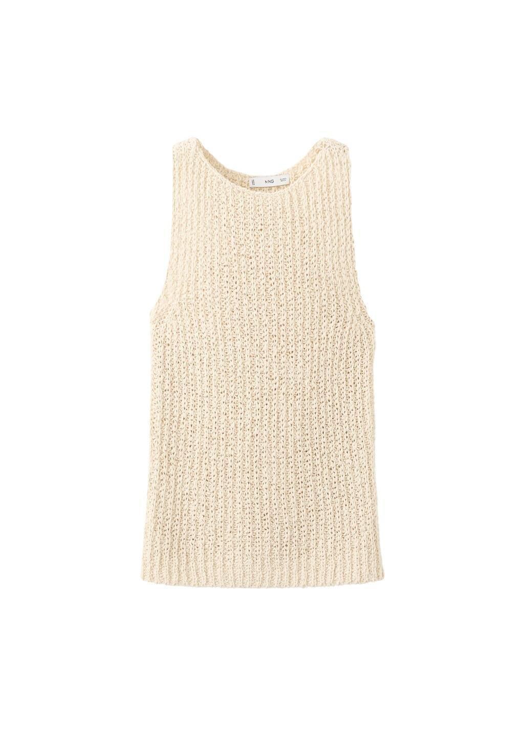 Brown Lt Pastel Round-Neck Knitted Top, Light Pastel Brown, large image number 5