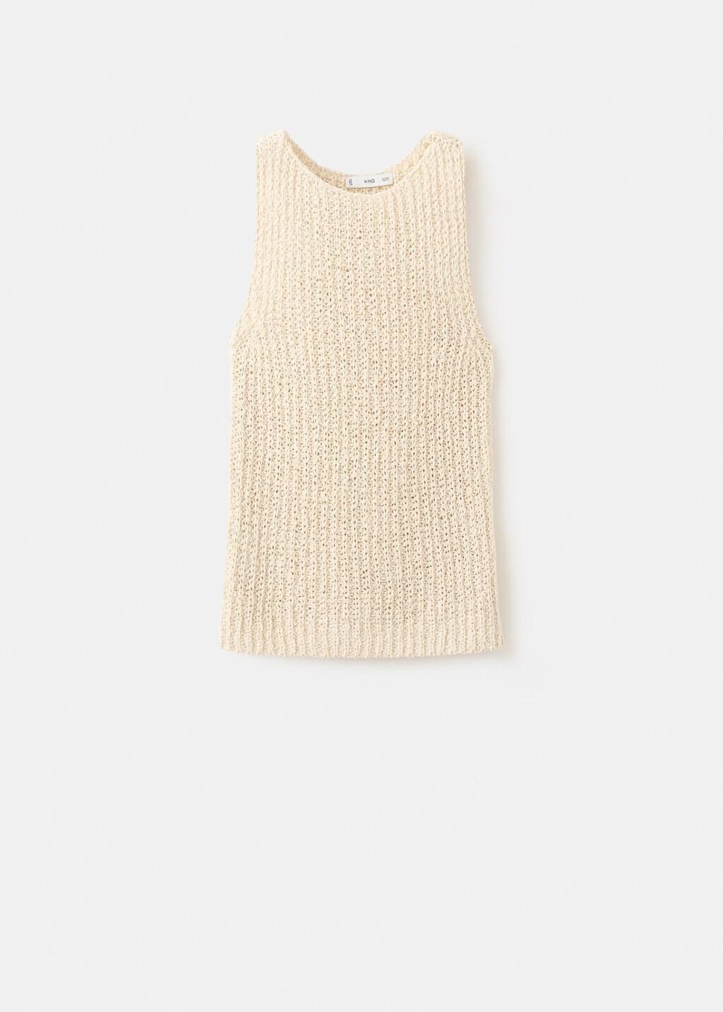 Brown Lt Pastel Round-Neck Knitted Top, Light Pastel Brown, large image number 6