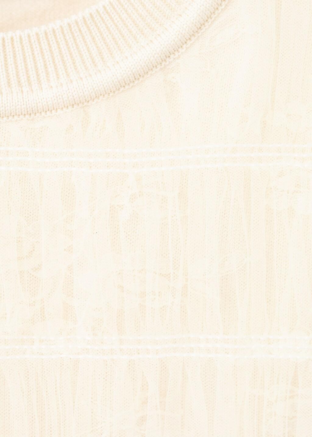 Beige Ruched Mixed Fabric Top, Light Beige, large image number 1