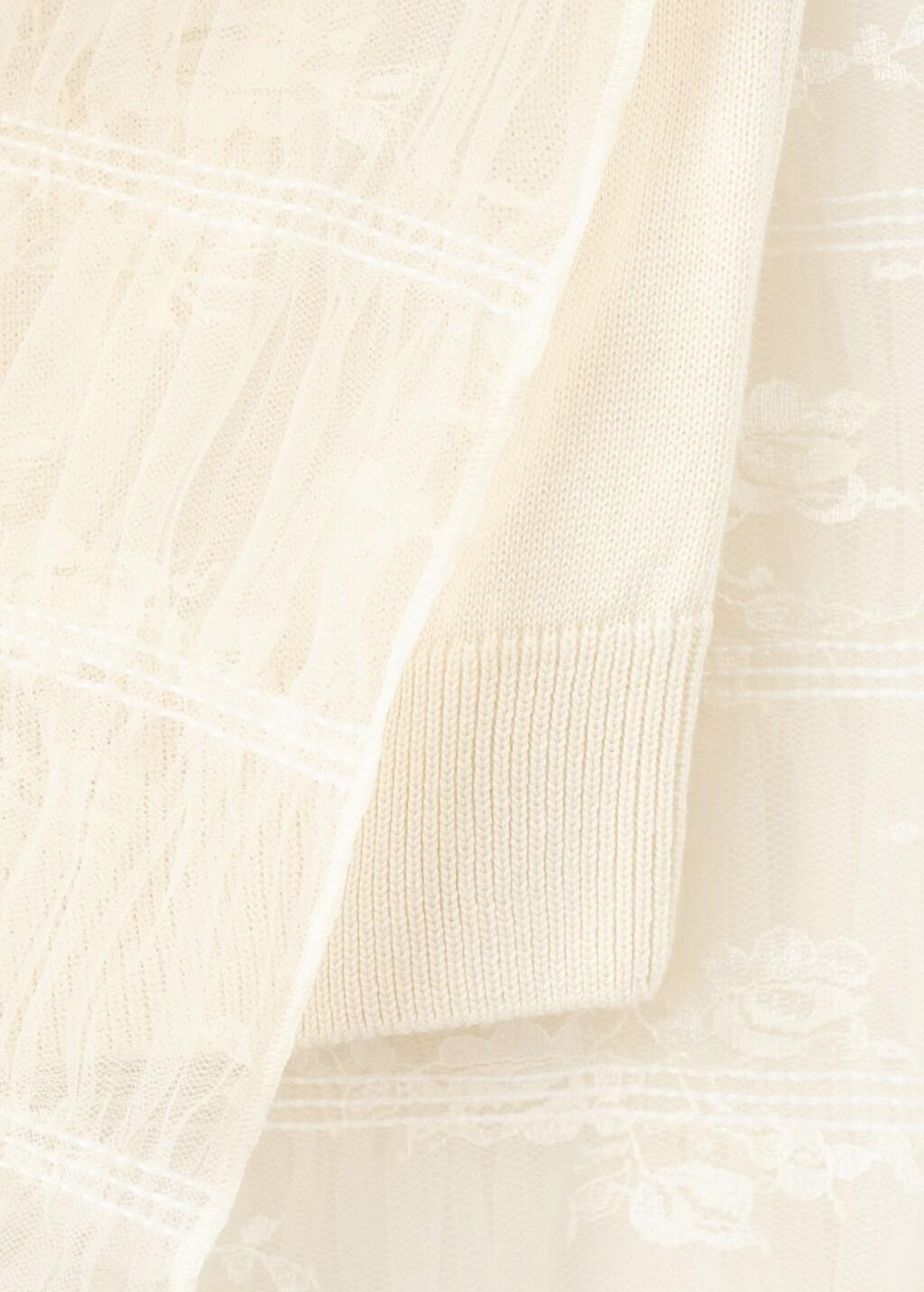 Beige Ruched Mixed Fabric Top, Light Beige, large image number 5