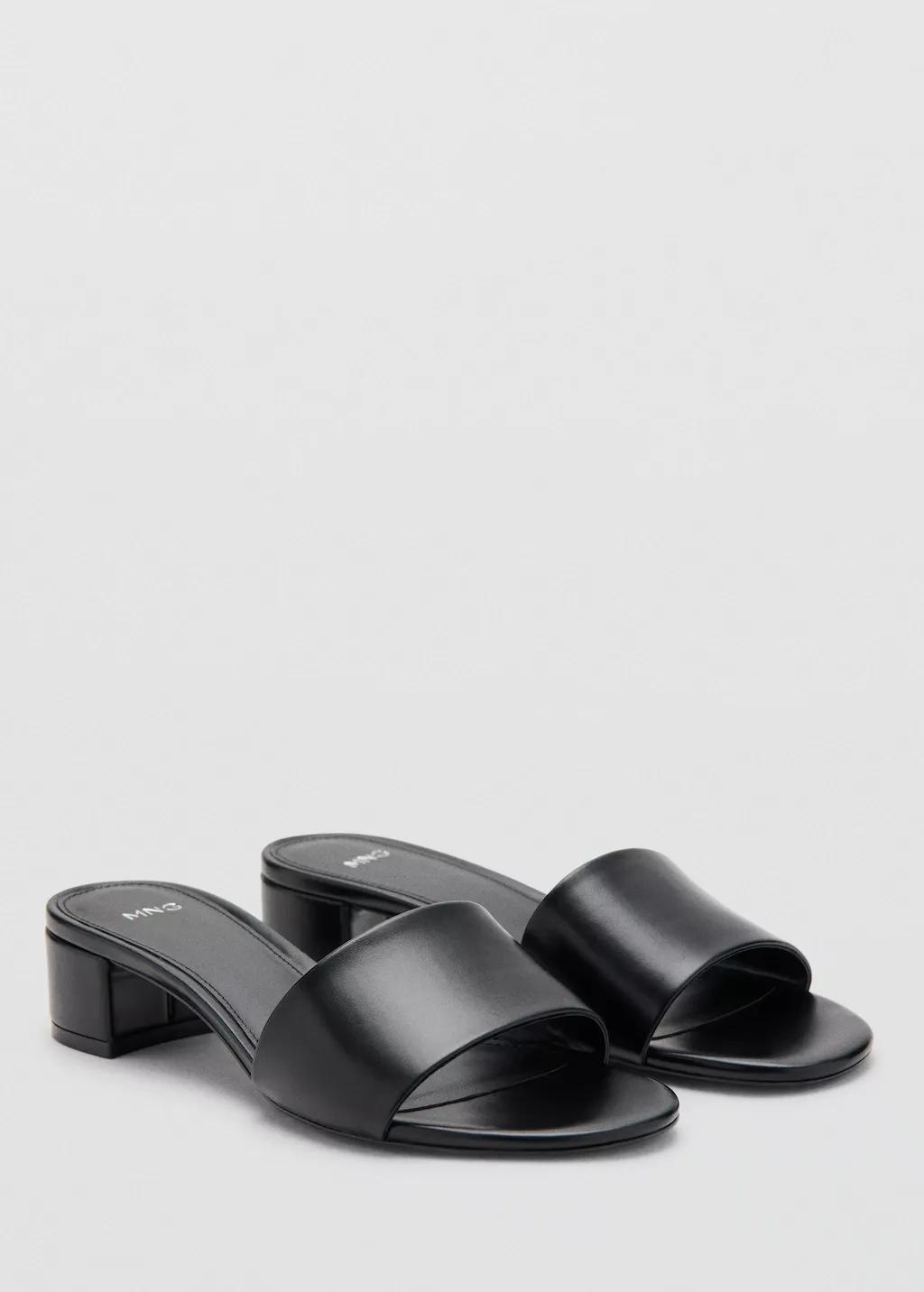 Black Block-Heel Sandals With Strap, Black, large image number 0