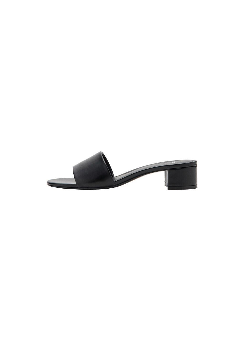 Black Block-Heel Sandals With Strap, Black, large image number 2