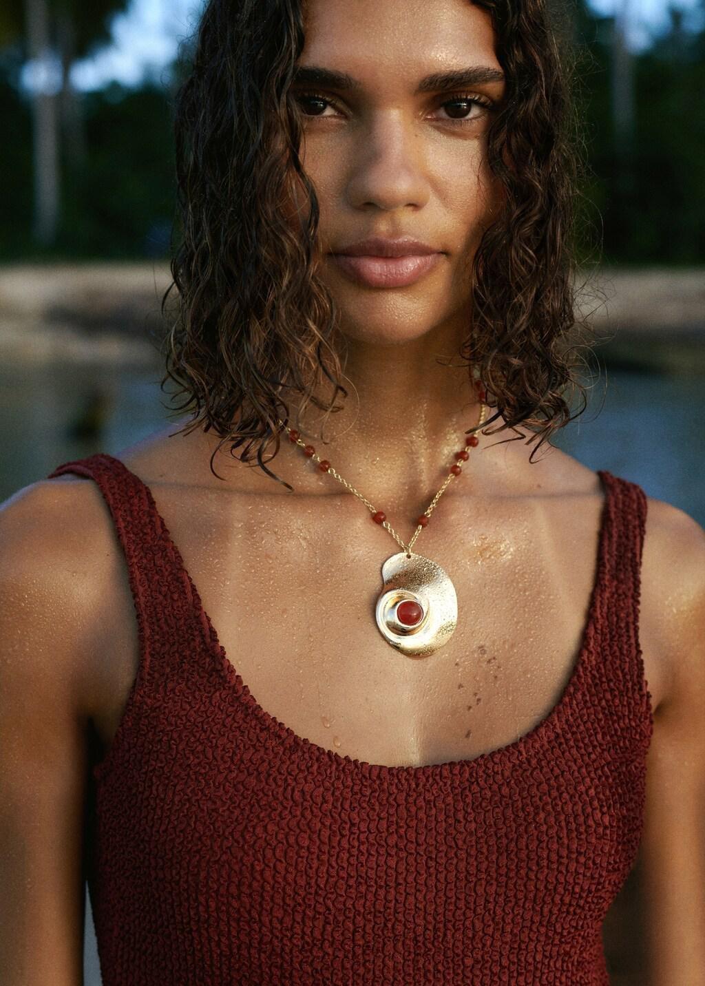 Gold Spiral Pendant Necklace, Gold, large image number 0