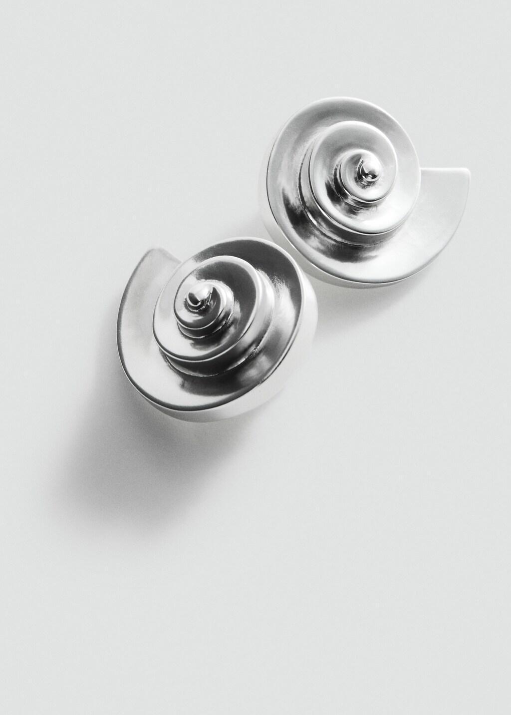 Silver Shell Earrings, Silver, large image number 1