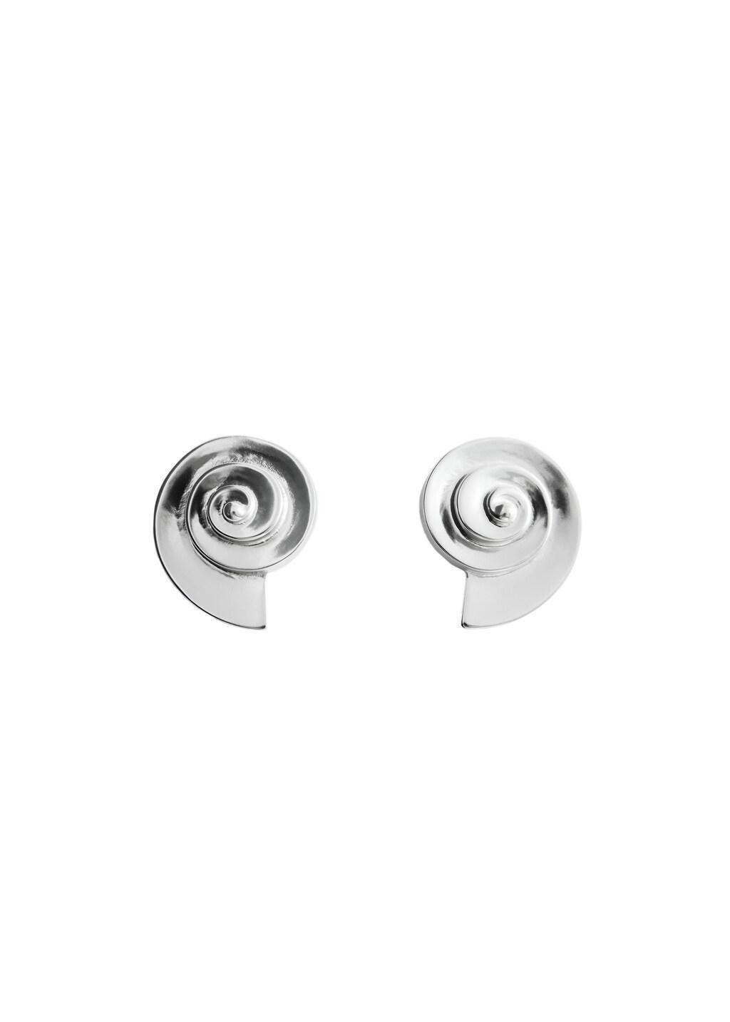 Silver Shell Earrings, Silver, large image number 3