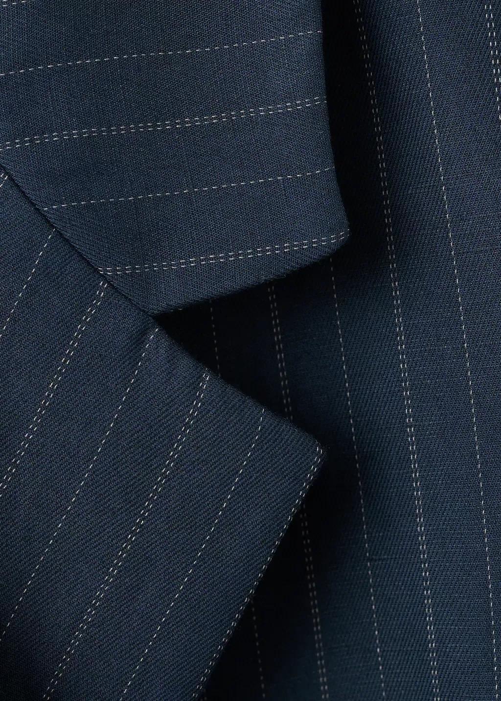 Navy Pinstripe Belted Blazer, Navy, large image number 1