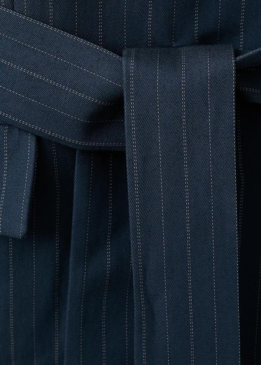 Navy Pinstripe Belted Blazer, Navy, large image number 5