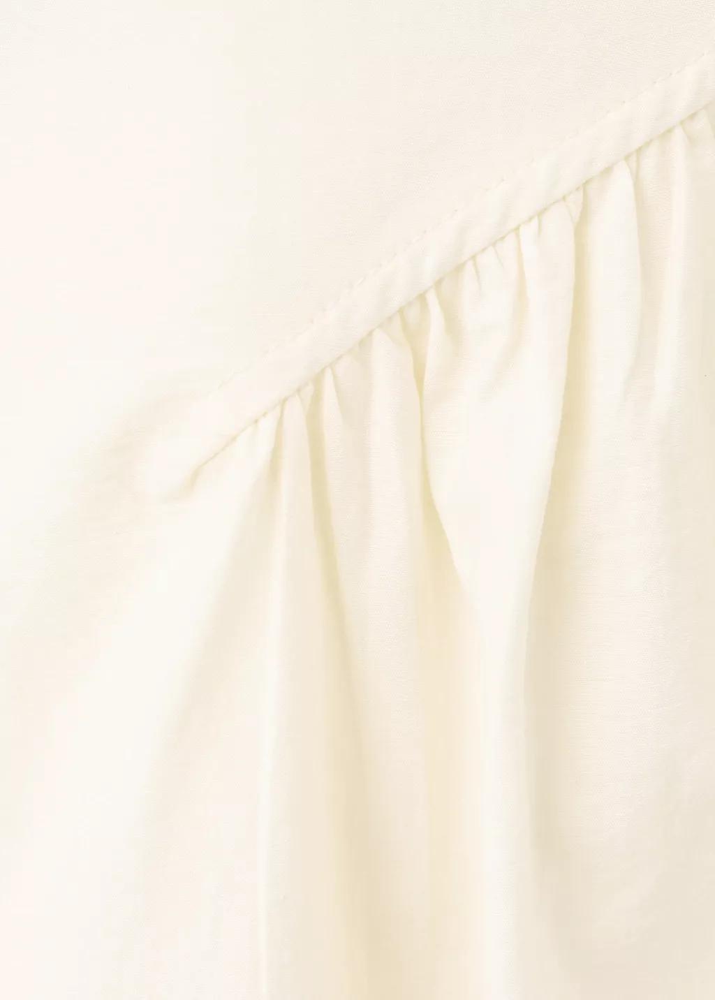 Beige Midi A-Line Dress With Ruching, Light Beige, large image number 5