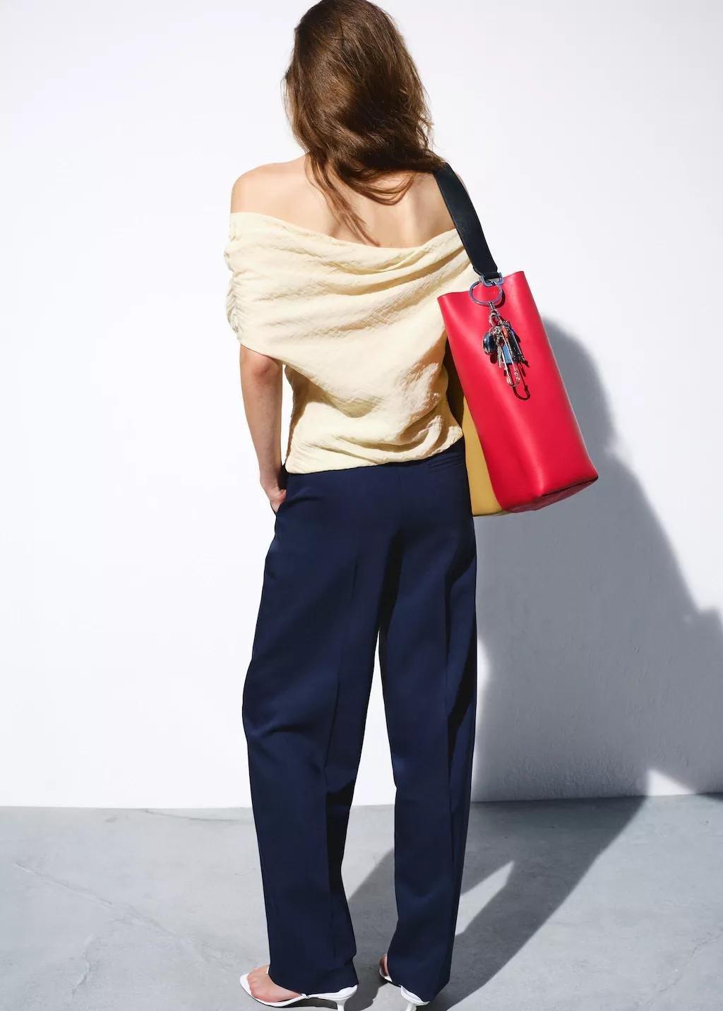 Blue Straight Low-Rise Suit Trousers, 0201_52, medium