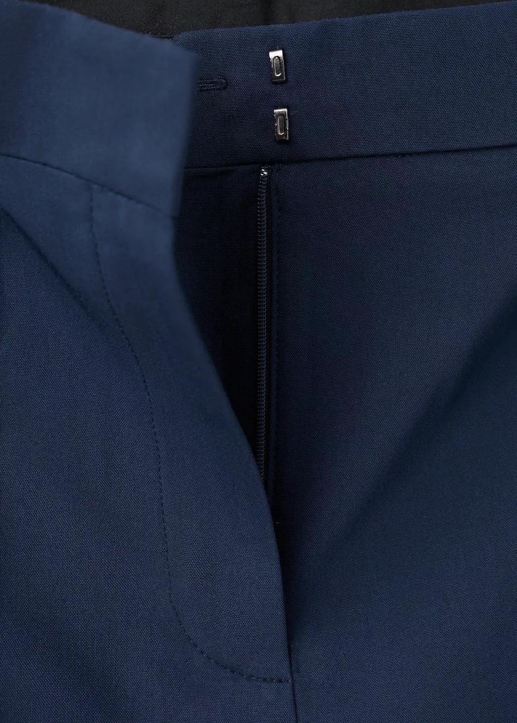Blue Straight Low-Rise Suit Trousers, 0201_52, large image number 5