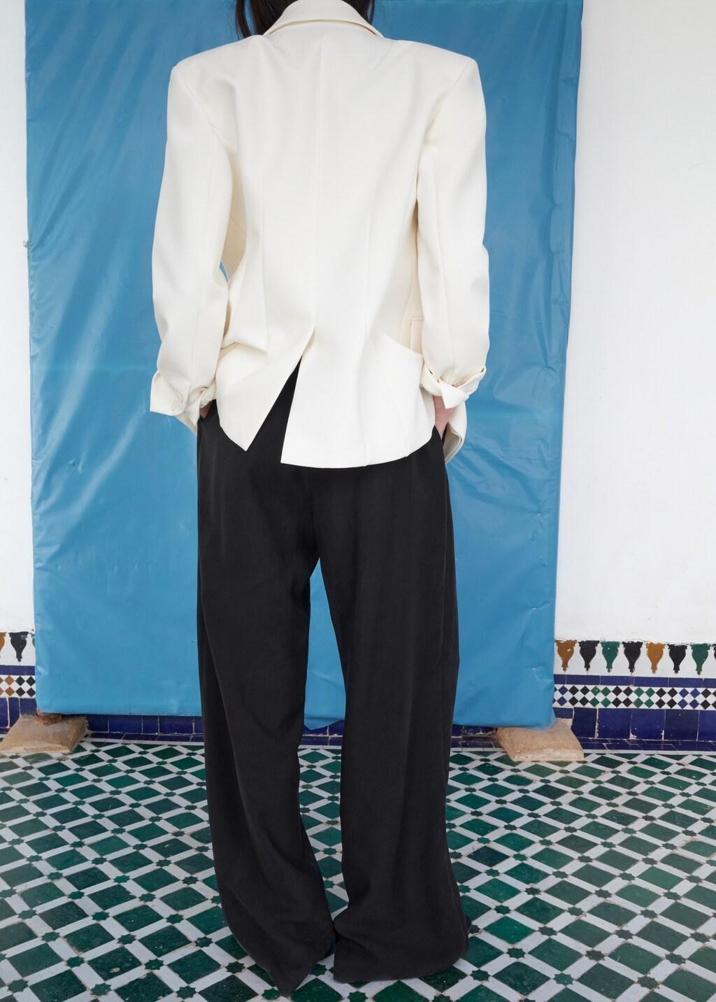 Black Straight-Fit Lyocell Trousers, Black, large image number 2