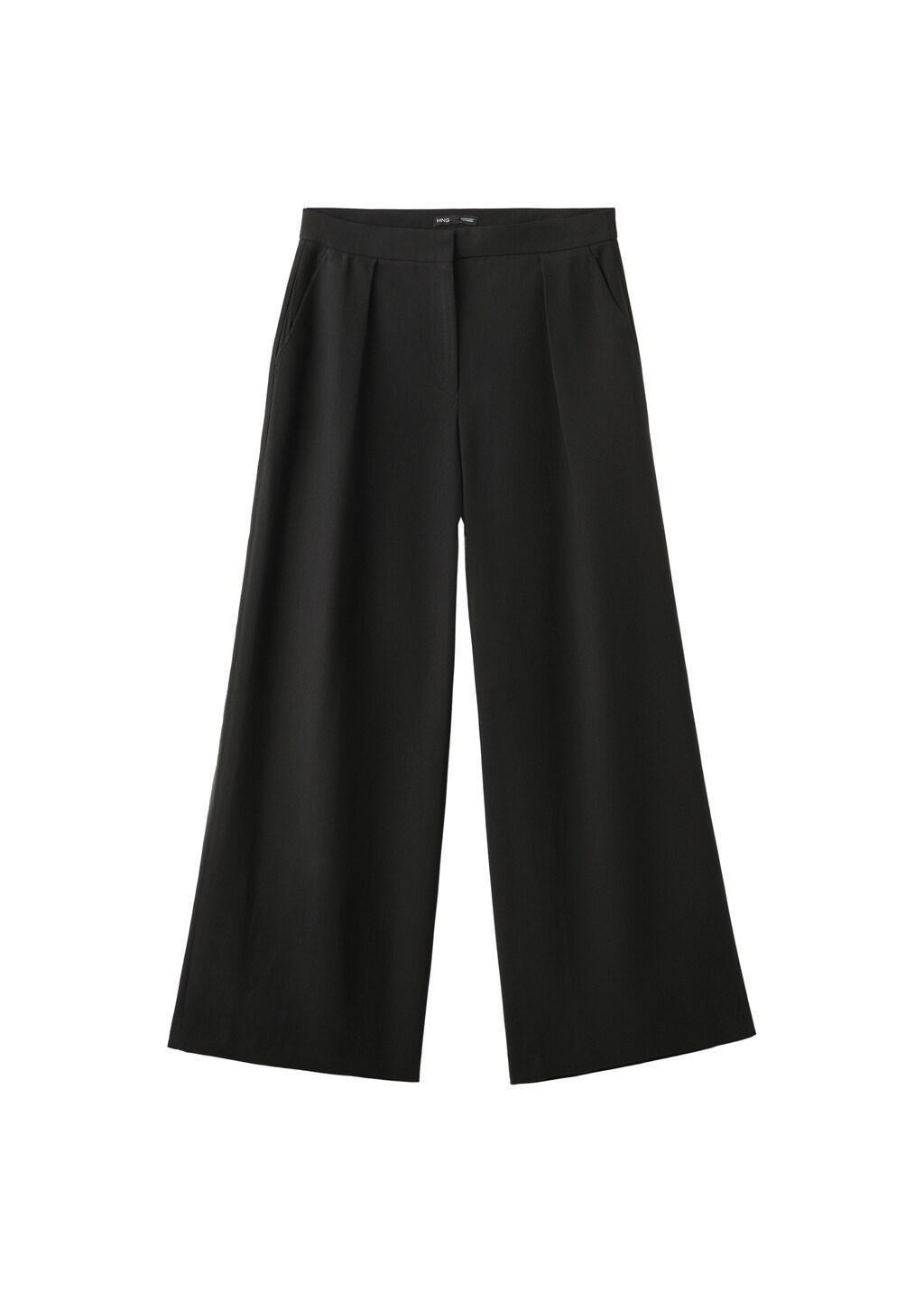 Black Straight-Fit Lyocell Trousers, Black, large image number 6