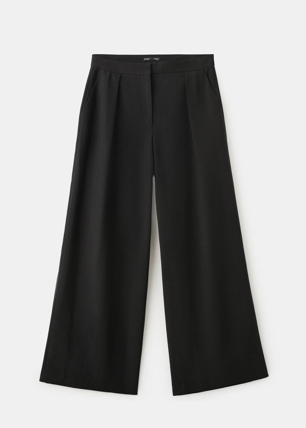 Black Straight-Fit Lyocell Trousers, Black, large image number 7