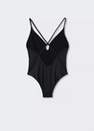 Mango - black Textured swimsuit with crossed straps, Kids Girl