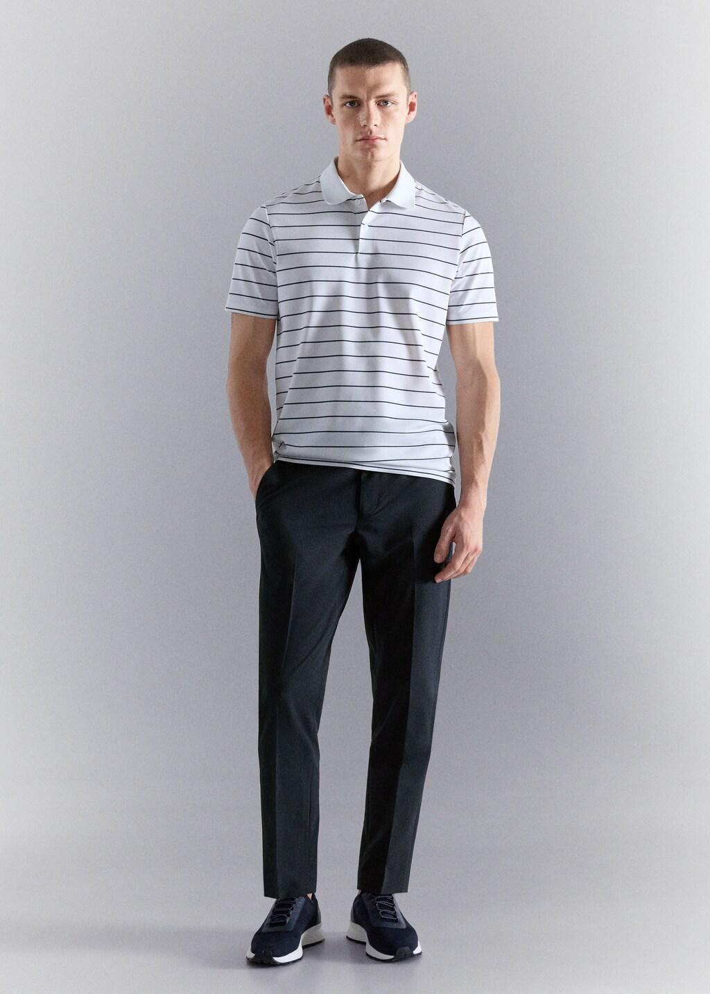 Navy Stretch-Fabric Slim-Fit Trousers, Navy, large image number 0
