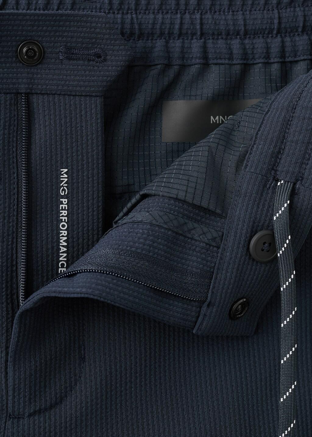 Navy Stretch-Fabric Slim-Fit Trousers, Navy, large image number 1