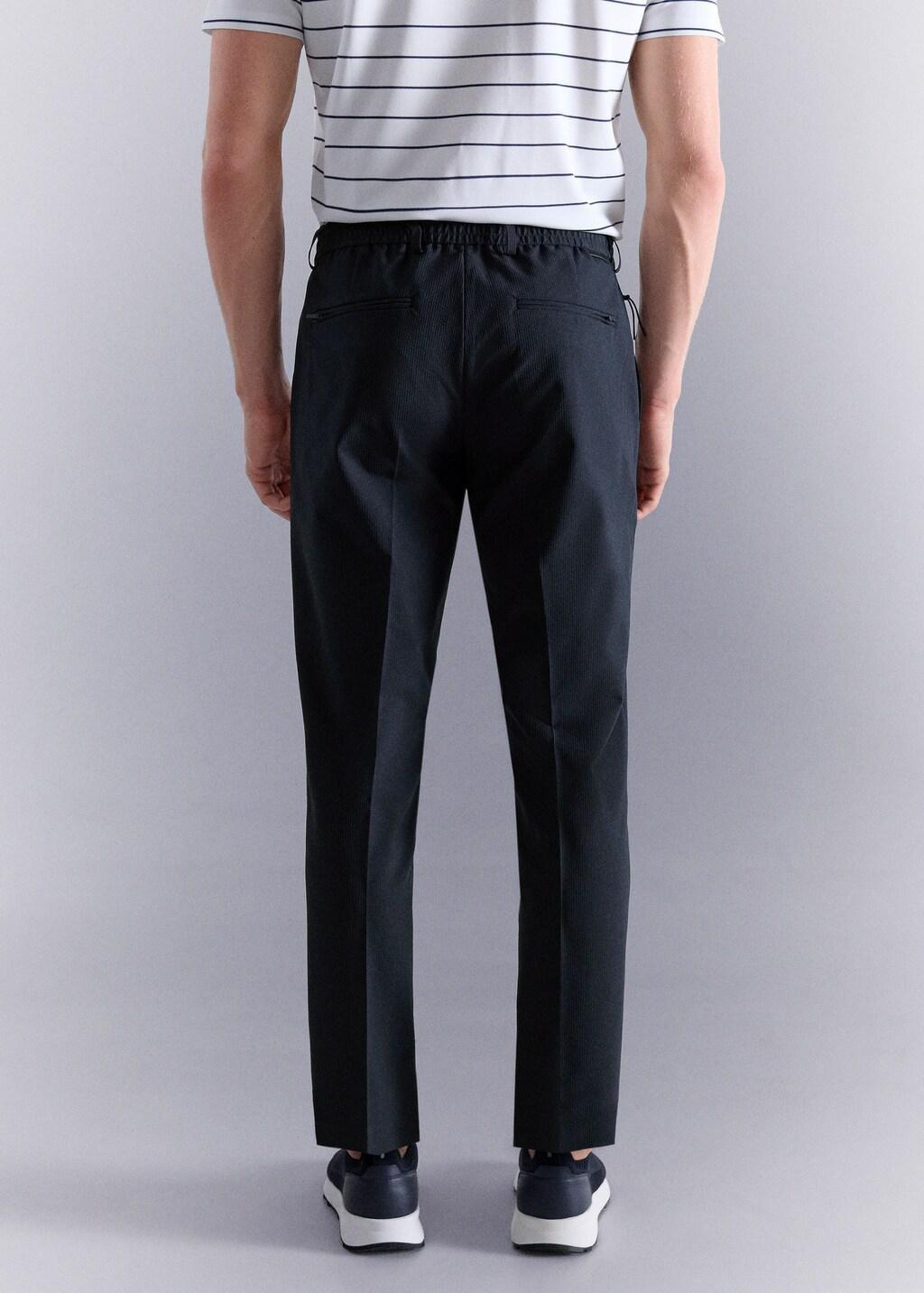 Navy Stretch-Fabric Slim-Fit Trousers, Navy, large image number 2