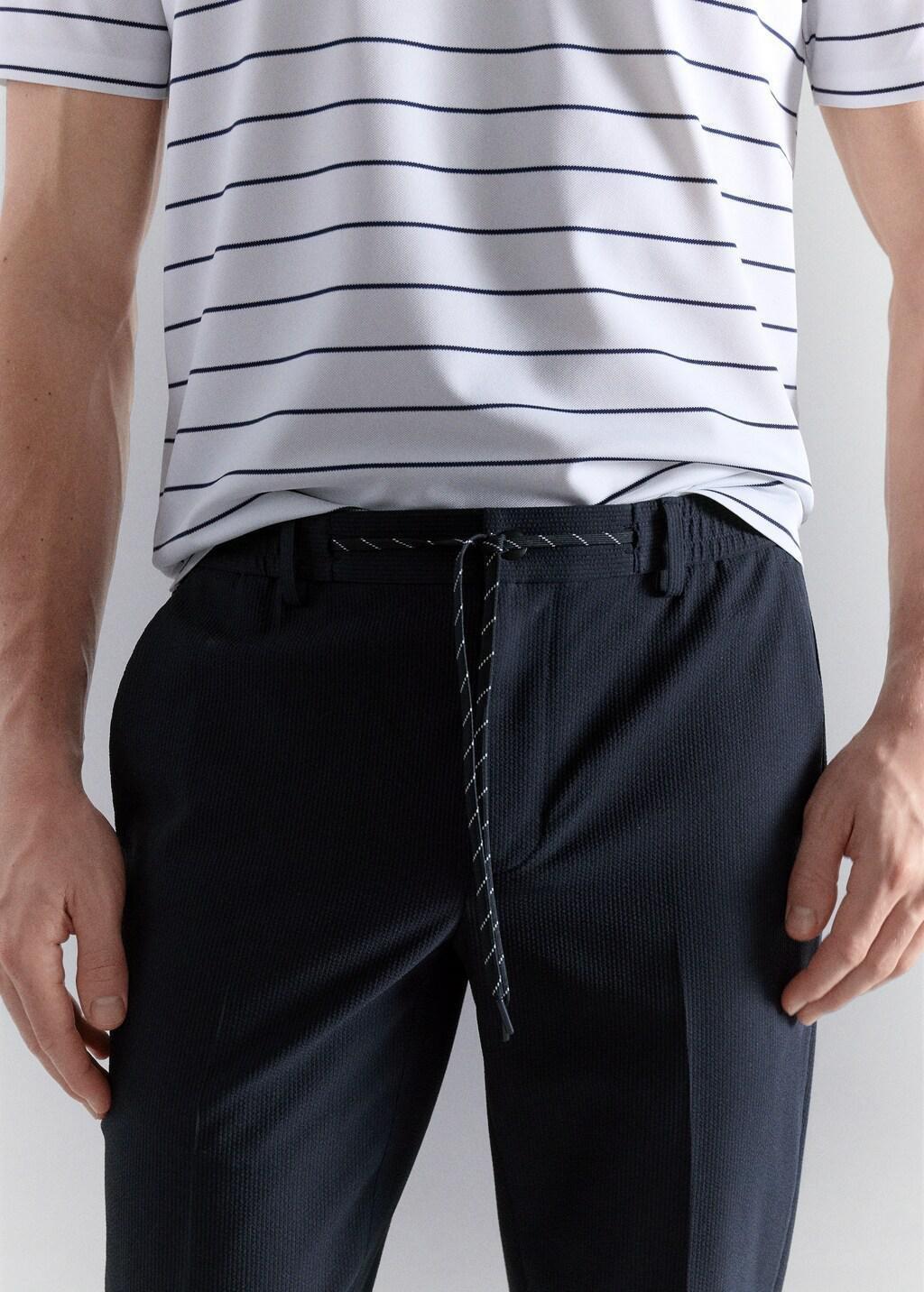 Navy Stretch-Fabric Slim-Fit Trousers, Navy, large image number 4