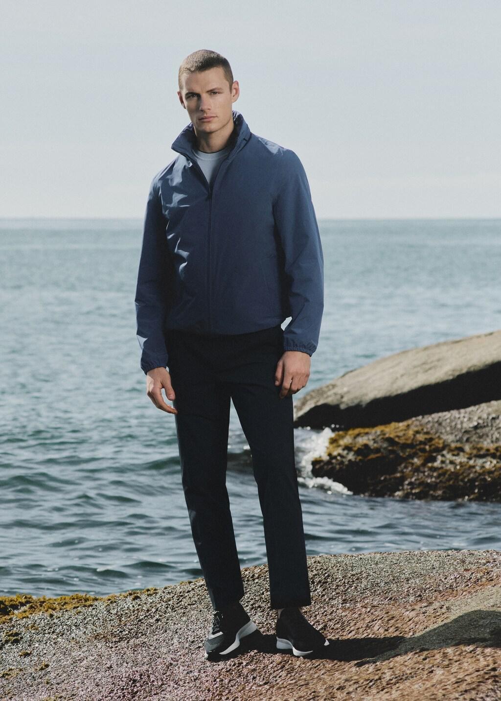Navy Stretch-Fabric Slim-Fit Trousers, Navy, large image number 6