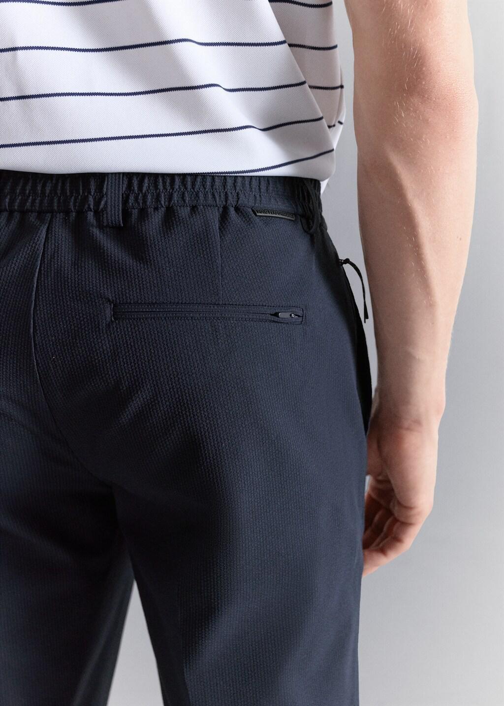 Navy Stretch-Fabric Slim-Fit Trousers, Navy, large image number 7