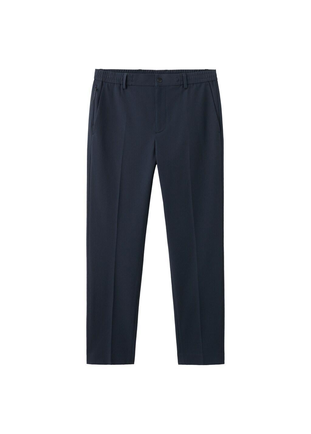 Navy Stretch-Fabric Slim-Fit Trousers, Navy, large image number 8
