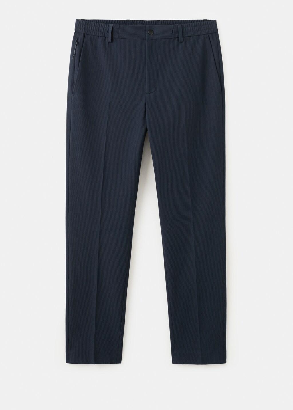 Navy Stretch-Fabric Slim-Fit Trousers, Navy, large image number 9