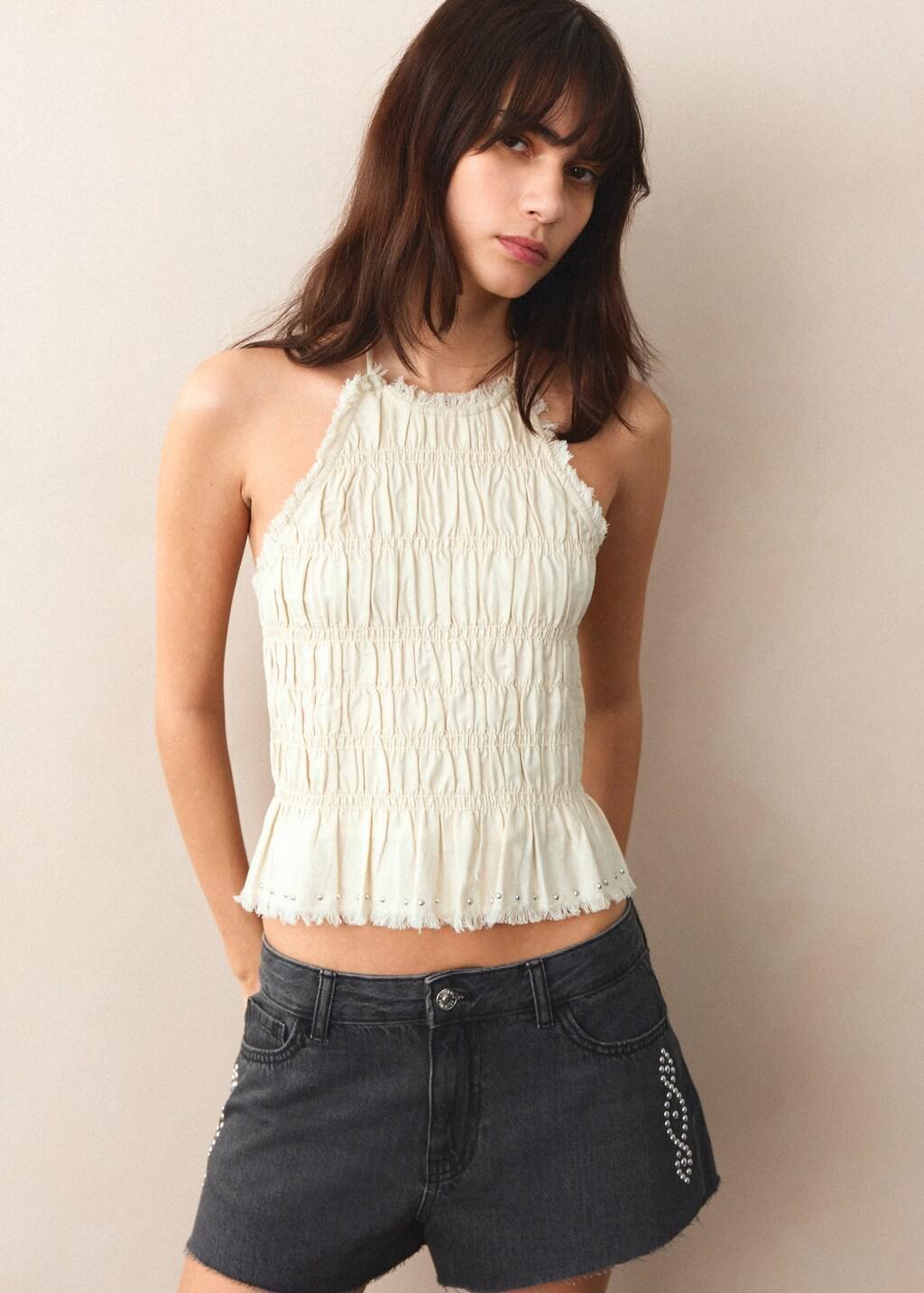 LT PASTEL BROWN Ruched halter top, Kids Girl, Light Pastel Brown, large image number 2
