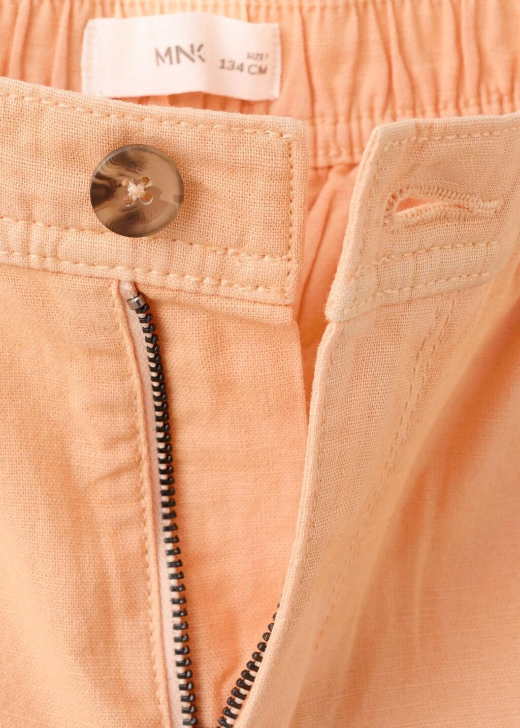 Orange Lt Pastel Cotton-Linen Blend Bermuda Shorts, Kids Boy, Light-Pastel Orange, large image number 3