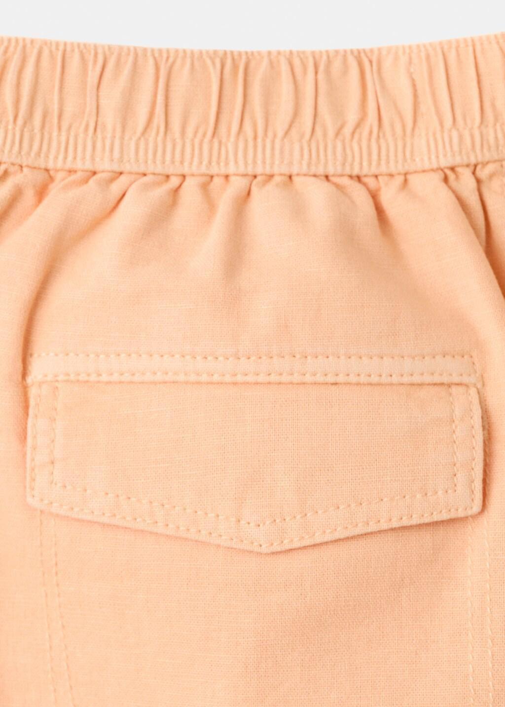 Orange Lt Pastel Cotton-Linen Blend Bermuda Shorts, Kids Boy, Light-Pastel Orange, large image number 4