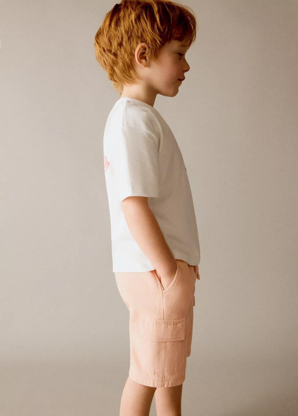 Orange Lt Pastel Cargo Bermuda Shorts, Baby Boy, Light-Pastel Orange, large image number 3