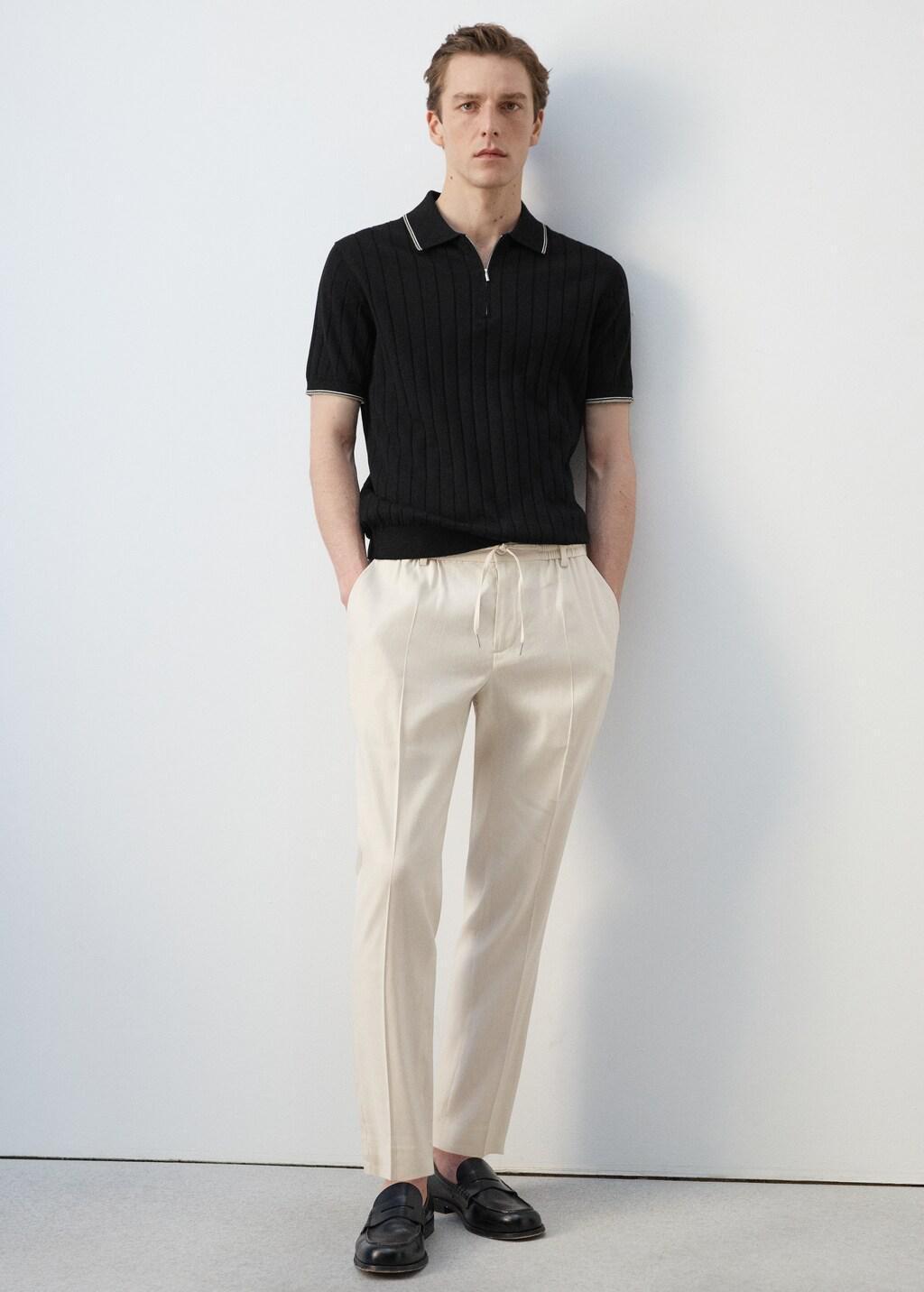 BLACK Fine-knit polo shirt with zip, 0201_99, large image number 7