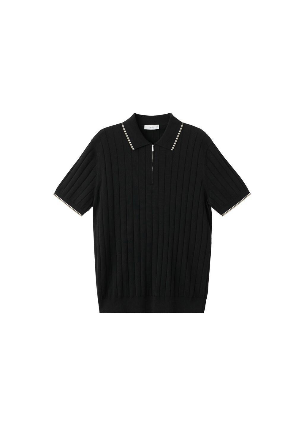 BLACK Fine-knit polo shirt with zip, 0201_99, large image number 8