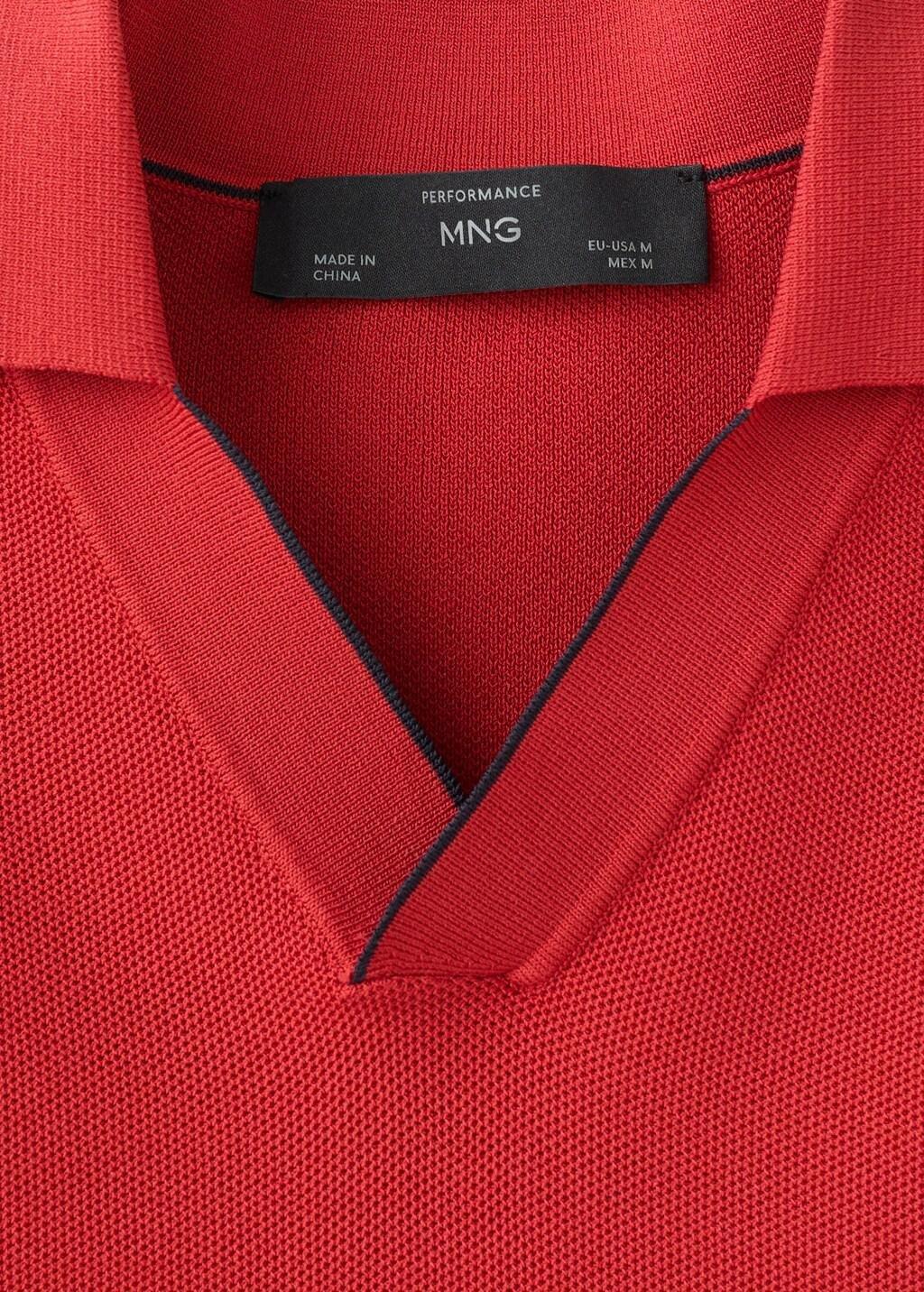 Red Contrasting Knitted Polo Shirt, 0201_70, medium