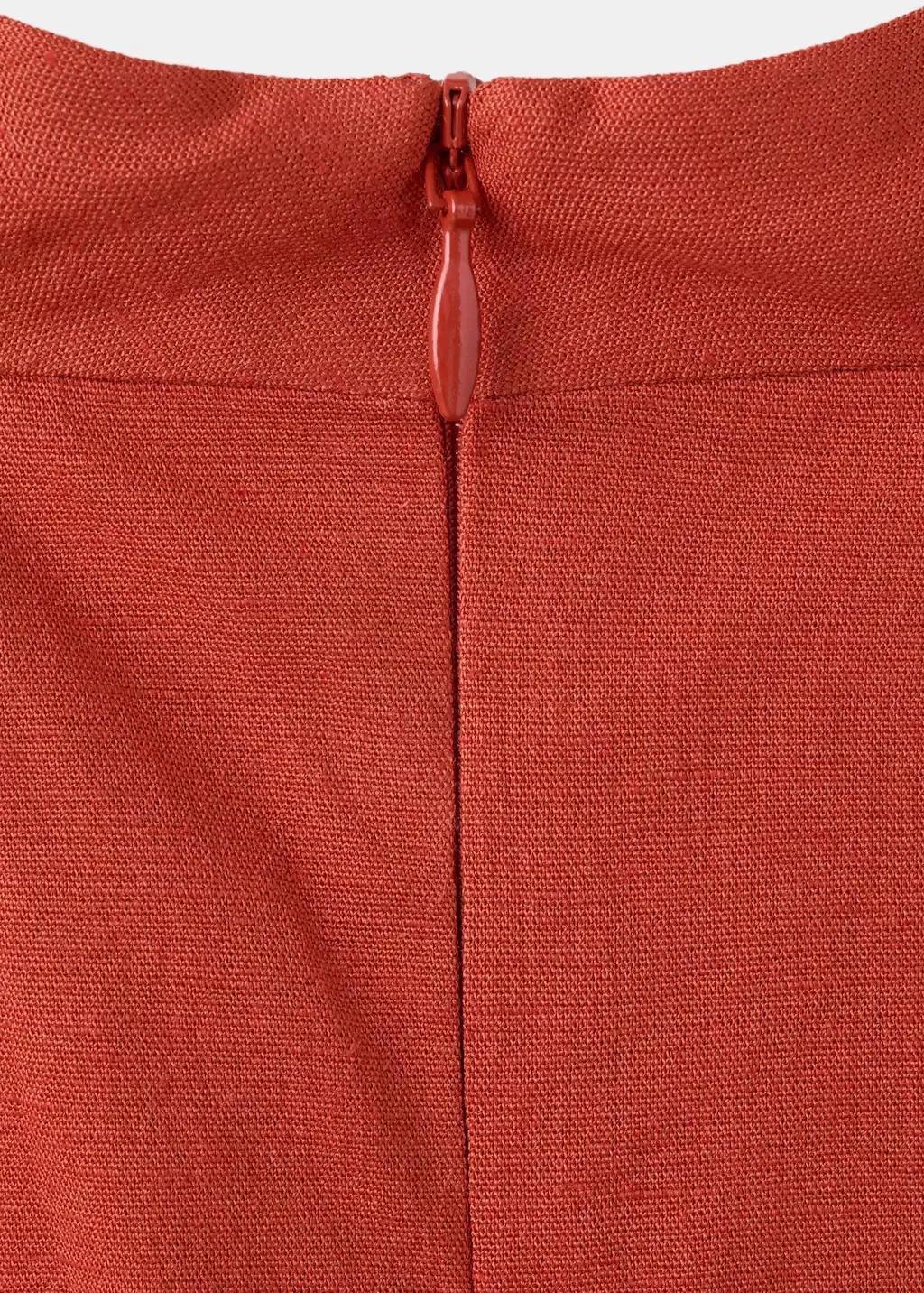 Orange Draped Midi-Dress, Orange, large image number 1