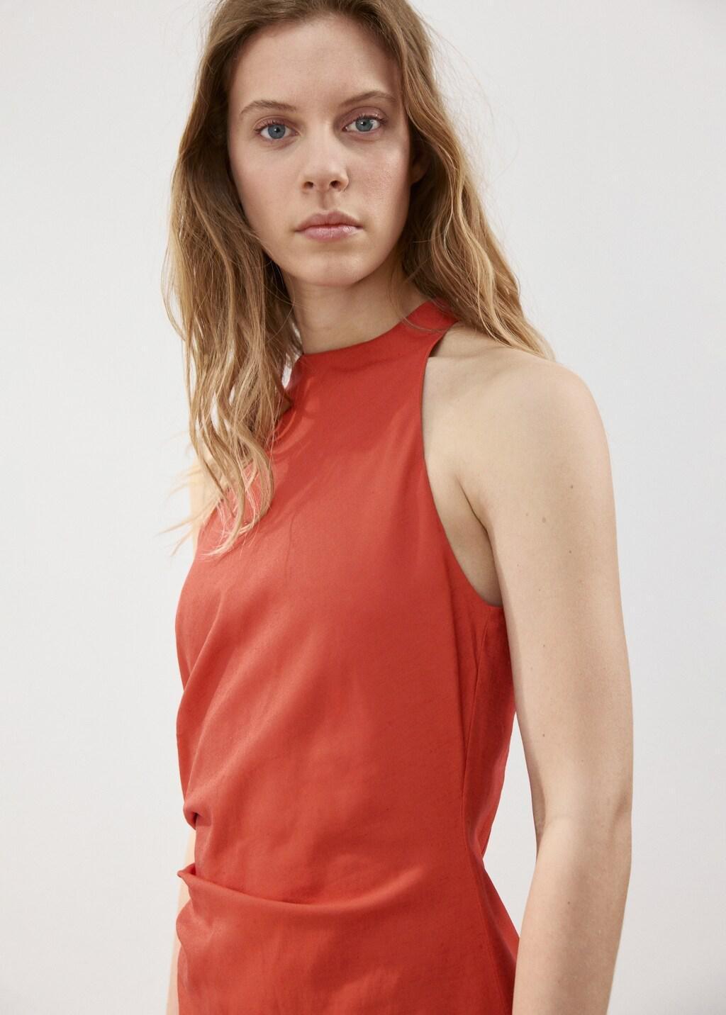 Orange Draped Midi-Dress, Orange, large image number 4