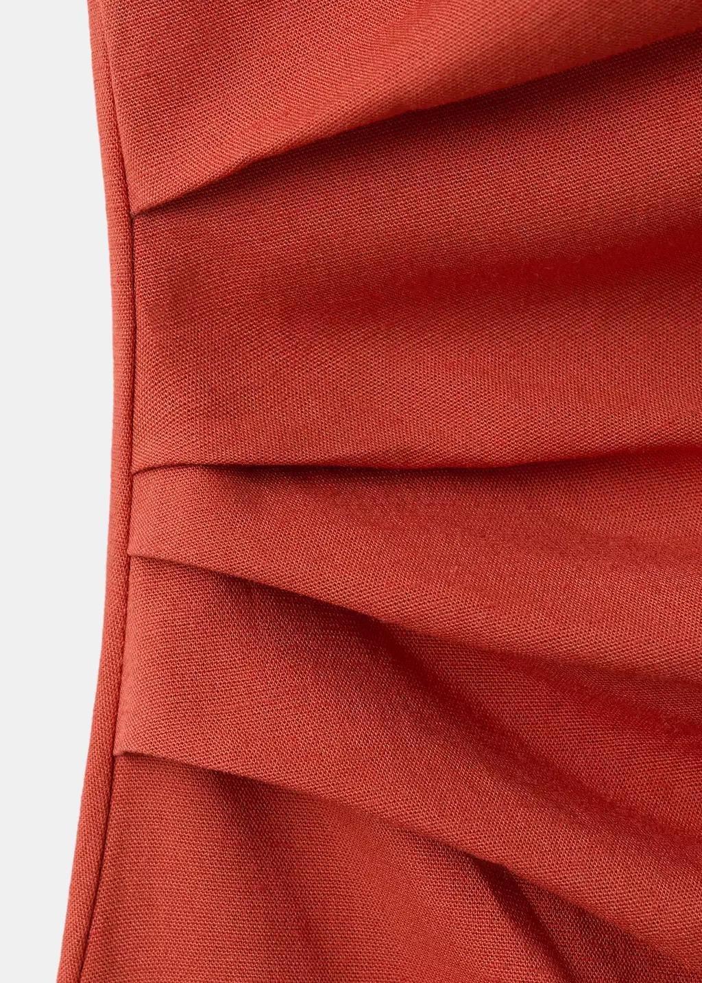 Orange Draped Midi-Dress, Orange, large image number 5