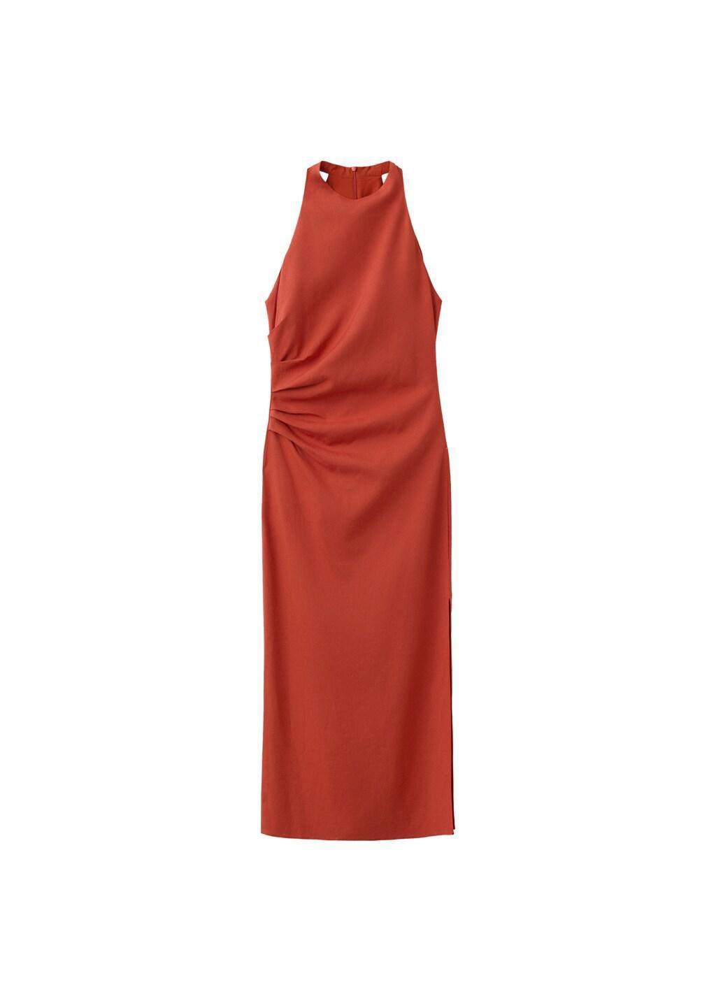 Orange Draped Midi-Dress, Orange, large image number 6