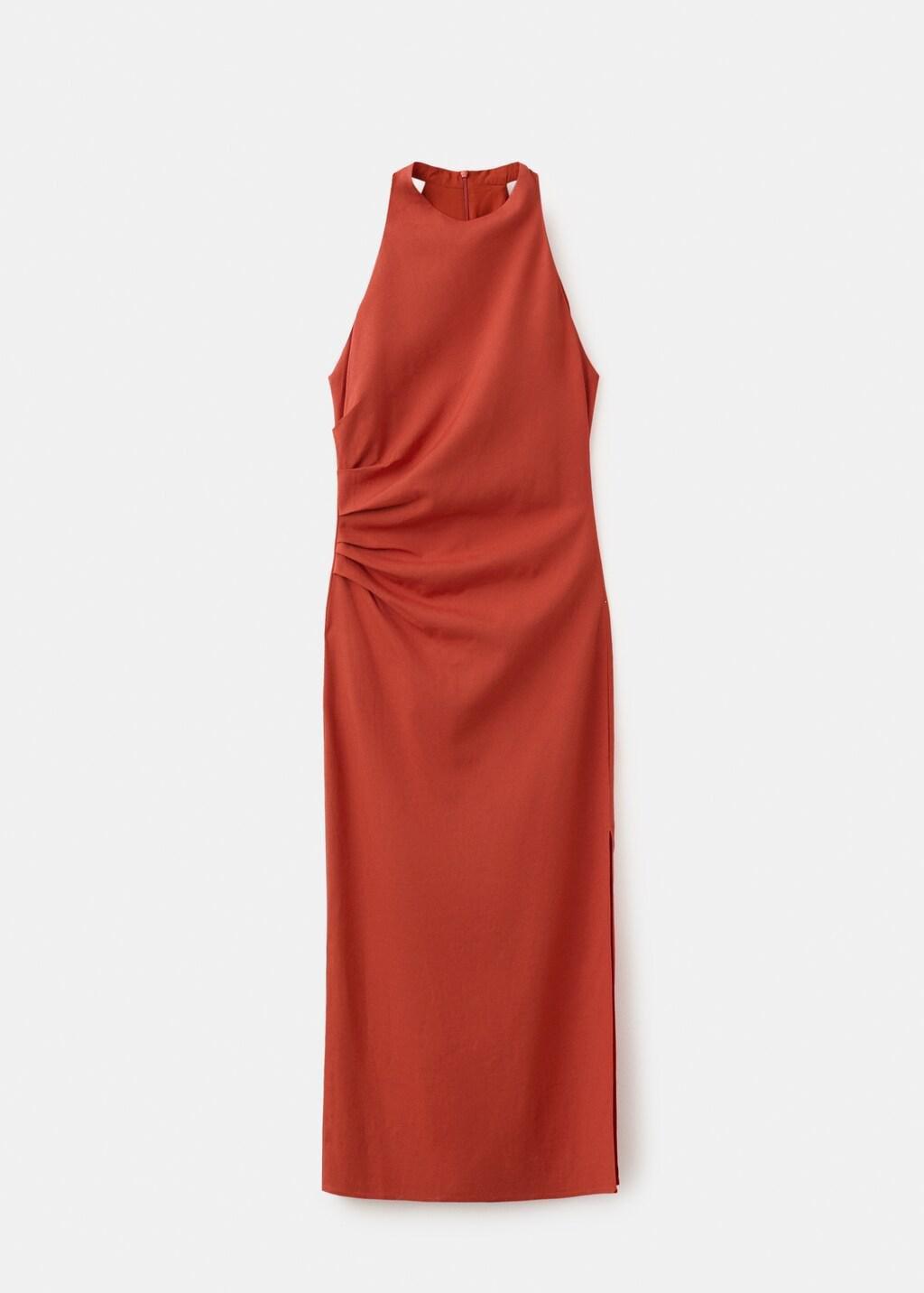 Orange Draped Midi-Dress, Orange, large image number 7