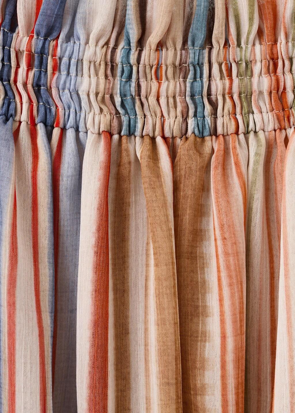 Beige Striped Strapless Dress, Light Beige, large image number 5