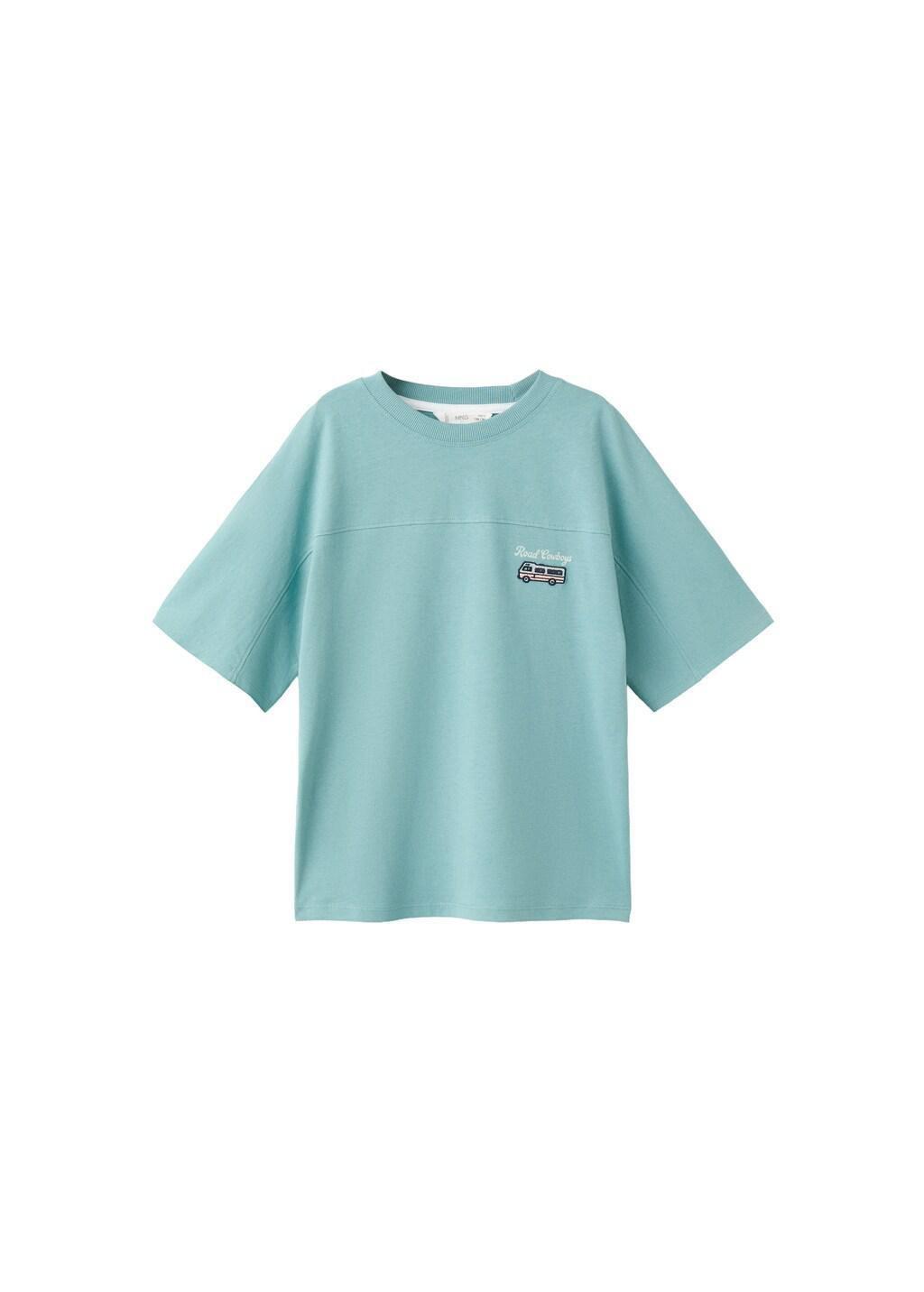 Green Printed Cotton-Blend T-Shirt, Kids Boys, Turquoise - Aqua, large image number 6